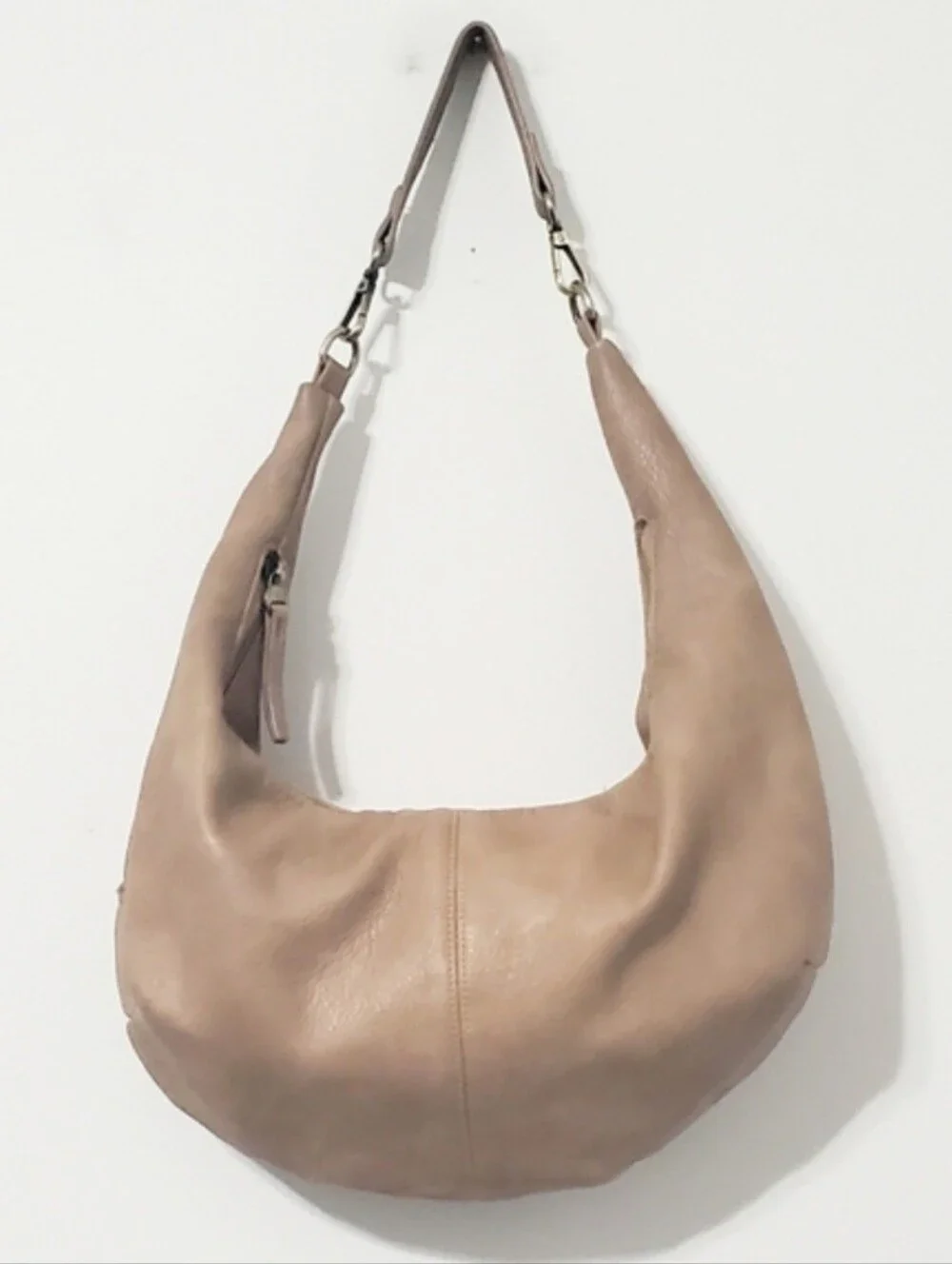 Joy Susan Rhea Slouchy Crescent Hobo Shoulder Bag Tan Vegan Leather